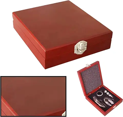 LucaHome - Set Accesorios de vino para Sommelier con caja de Madera, Juego de Accesorios para vino Ideal para Regalo, Sacacorchos, Aireador, Anillo Goteo, Vertedor (Estuche 4 Accesorios)  