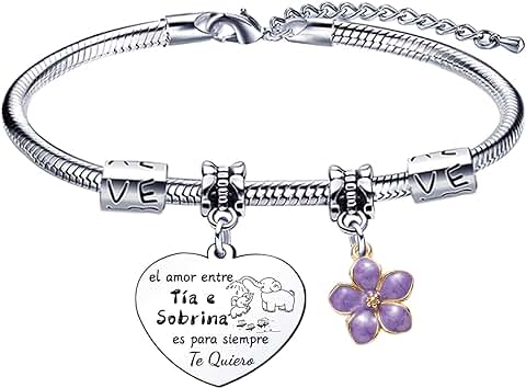Lumengqi Pulsera con Grabado Colgante: La Mejor tía del Mundo Regalos de Cumpleaños para Mujer Pulsera de Plata  