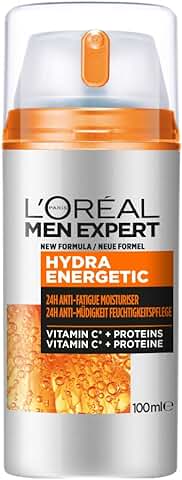 L'Oreal Paris Men Expert Crema Hidratante Anti-Fatiga 24h Hydra Energetic para Hombres, Facial de Uso Diario, Aporta Energía, Formato 100 ml,  