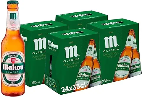 Mahou Clásica Original Cerveza Mahou Dorada Lager, Pack de 24 Botellas x 25 cl, 4,8% Volumen de Alcohol  