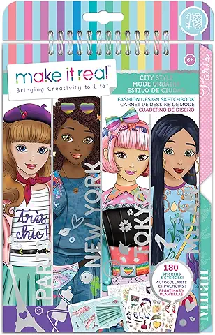 Make It Real 2903205, Sketchbook, City Style, Fashion Design Book for Children, Multi-Coloured  