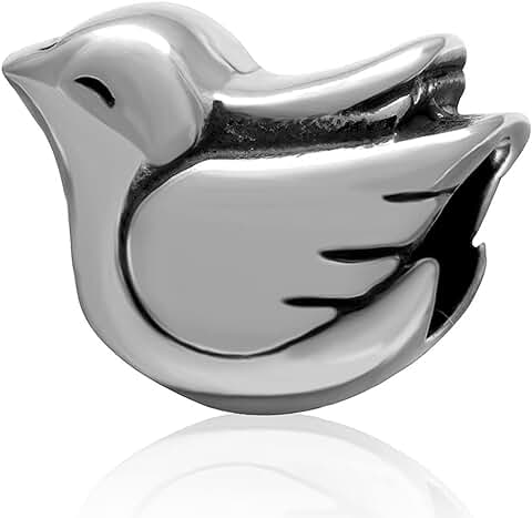 Mascotas de Animales Charm-925 Plata Esterlina Conejo Encantador, Búho Nocturno, Cerdo Volador, Unicornio Mítico, Cuentas de Paloma de Pájaro de paz, Adecuado para Brazaletes de Encanto Europeo  