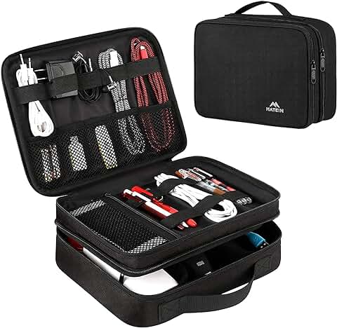 MATEIN Organizador Cables Viaje, 2 Capas Electrónico Organizador Estuche Impermeable Bolsas para Electrónicos Accesorios Cable Organizer Bag para Cargador, Adaptadores, Powerbank,Tarjetas, Negro MATEIN Organizador Cables Viaje, 2 Capas Electrónico Organizador Estuche Impermeable Bolsas para Electrónicos Accesorios Cable Organizer Bag para Cargador, Adaptadores, Powerbank,Tarjetas, Negro