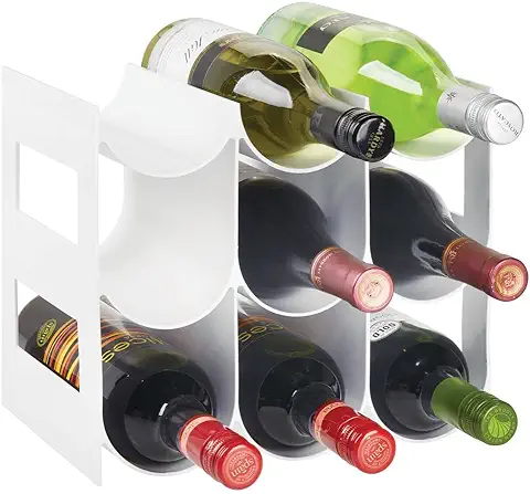 MDesign Práctico Estante para Botellas de vino – Botelleros para vino y Otras Bebidas para Guardar Hasta 9 Unidades – Vinoteca de Plástico de pie – Blanco  