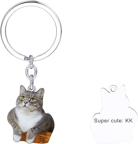 MeMeDIY Llavero Personalizado con Foto Acero Inoxidable Nombre Grabado Gato Perro Animales Regalos para Amantes de Mascotas Mujeres Hombres  