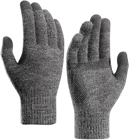 Milduall Guantes de Táctil, Guantes de Invierno Gruesos Guantes de Punto Cálidos Guantes de Dedos Antideslizantes Mujeres Hombres Ciclismo al Aire Libre Deportes  