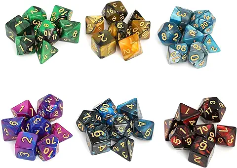 Moncolis Dados Poliedricos 6 x 7 (42 Piezas) Dados de Juego para Dungeons and Dragons DND RPG MTG D20 D12 D10 D8 D6 D4 Juegos de Cartas de Mesa  