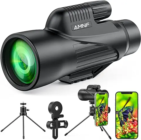 Monoculares Telescopio de Largo Alcance 12x56, AMNF BaK4 Nitrógeno Impermeable con Trípode Móvil, para Caza Observación de Aves Conciertos, Regalo Originales para Novio o Niños  