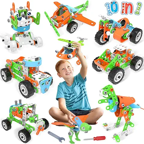 MOONTOY 218 Piezas Bloques de Construcción Niños 5 Años,Juegos de Viaje Construcciones,Construcciones Juguetes Educativos para Niños,Regalo Juguetes para Niños para 4,5, 6, 7 8 Años y Mayores  