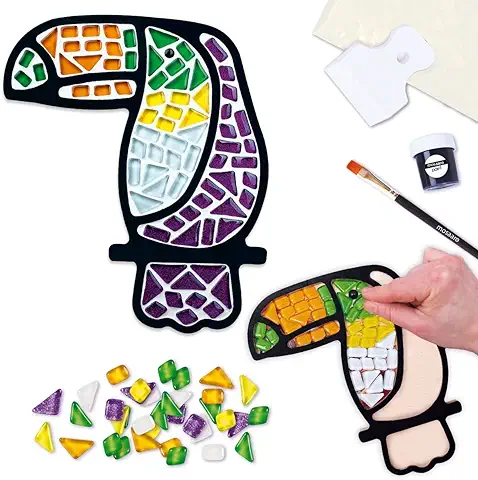 Mosaaro Azulejos de Mosaico de Vidrio para Manualidades, Tucán, Adultos y Adolescentes, arte Exclusivo para Bricolaje, Regalo Creativo para los Amantes de las Manualidades, Mosaicos para Decoración  