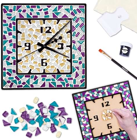 Mosaaro Kit de Azulejos de Mosaico de Vidrio Cuadrado con Mecanismo - Arte Exclusivo DIY GlassCraft para Adultos y Adolescentes - Regalo Creativo para los Amantes de las Manualidades - Mosaicos  