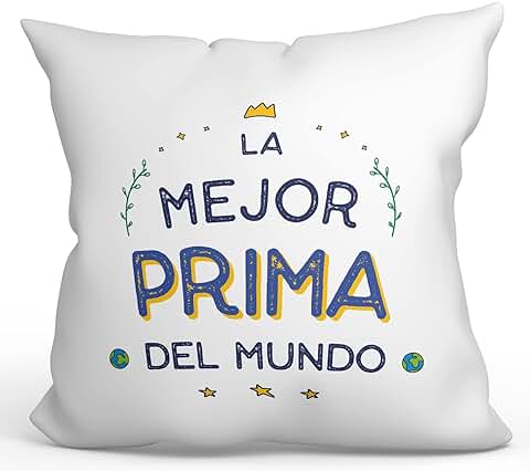 MUGFFINS Cojín 40x40 cm para Prima Relleno Incluído - En Español - El Mejor del Mundo - Regalo Original y Divertido MUGFFINS Cojín 40x40 cm para Prima Relleno Incluído - En Español - El Mejor del Mundo - Regalo Original y Divertido