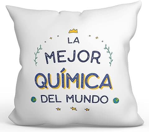 MUGFFINS Cojín 40x40 cm para QUÍMICA Mujer Relleno Incluído - En Español - Mejor del Mundo - Regalo Original y Divertido MUGFFINS Cojín 40x40 cm para QUÍMICA Mujer Relleno Incluído - En Español - Mejor del Mundo - Regalo Original y Divertido