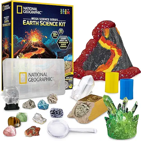 National Geographic Kit de Ciencia para Niños – Juguete CTIM con Más de 15 Actividades y Experimentos para Niños – Cultivo de Cristales, Juego de Volcán, 2 Sets de Excavación y 10 Piedras Naturales National Geographic Kit de Ciencia para Niños – Juguete CTIM con Más de 15 Actividades y Experimentos para Niños – Cultivo de Cristales, Juego de Volcán, 2 Sets de Excavación y 10 Piedras Naturales