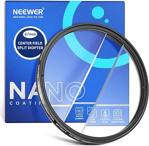 NEEWER 67mm Filtro de Efecto de Dioptrías Divididas de Campo Central, Prisma Lineal de Cámara K9 Filtro de Vidrio Óptico con Marco, Refracción Borrosa Primer Plano Efecto de Color Accesorios de Lente  