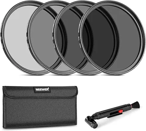 NEEWER Kit de Filtro de Lente ND de 52mm: ND2/4/8/16,Lente Lápiz Limpiador,Filtro de Densidad Neutra Bolsa y Kit de Accesorios Compatible con Canon Nikon Sony Panasonic DSLR Cámaras con Lente de 52mm  