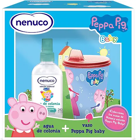 Nenuco Agua de Colonia Peppa Pig Baby, Refresca y Perfuma tu Bebé, Fragancia Original, Formato Spray 240 ml + Vaso Peppa Pig de Regalo  