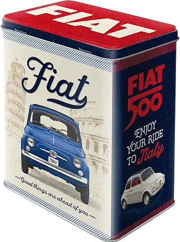 Nostalgic-Art Caja de Almacenamiento Retro L Fiat 500 – Good Things – Idea de Regalo para Amantes a Coches, Lata Grande de Café, Diseño Vintage, 3 l  