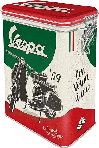 Nostalgic-Art Caja de Café Retro Vespa – Italian Classic – Idea de Regalo para Amantes as Scooters, Metal, Diseño Vintage, 1,3 l  