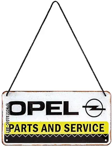 Nostalgic-Art Cartel Colgante Retro Opel – Parts & Service – Idea de Regalo para Amante a Coche, Metálico, Diseño Vintage para Decoración, 10 x 20 cm  