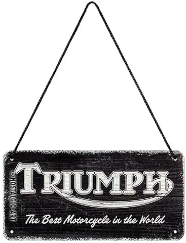 Nostalgic-Art Cartel Colgante Retro Triumph – Logo Black – Idea de Regalo para Amantes as Motos, Metálico, Diseño Vintage para Decoración, 10 x 20 cm  