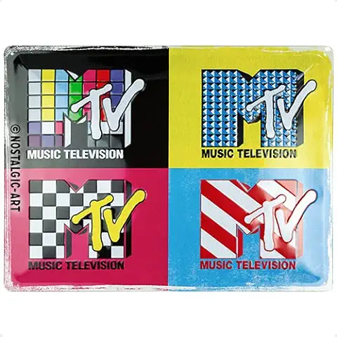 Nostalgic-Art Cartel de Chapa Retro, 30 x 40 cm, MTV – Logo Pop Art – Idea de Regalo para Aficionados a Música, Metálico, Diseño Vintage  