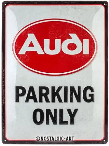 Nostalgic-Art Cartel de Chapa Retro, Audi - Parking Only – Idea de Regalo para Amantes a Accesorios de Coches, Metálico, Diseño Vintage, 30 x 40 cm  