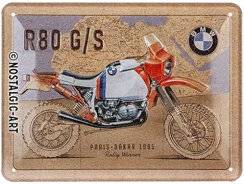 Nostalgic-Art Cartel de Chapa Retro, BMW - R 80 G/S - Idea de Regalo para Amantes a Accesorios de Coches, Metálico, Diseño Vintage, 15 x 20 cm, 26264  