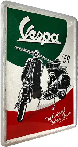 Nostalgic-Art Retro Grußkarte Vespa Italian Classic, Idea de Regalo para los Amantes de los Scooters, Postal, Mini Placa de Chapa de Estilo Vintage, 10 x 14 cm  