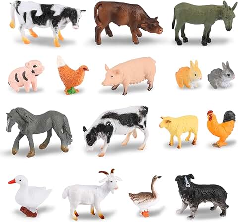 OOTSR 16 Piezas Figuras de Animales de la Granja - Conjunto de Animales de Granero Juguetes de Aprendizaje para Niños de 3 Años en Adelante Regalos Educativos para Niñas OOTSR 16 Piezas Figuras de Animales de la Granja - Conjunto de Animales de Granero Juguetes de Aprendizaje para Niños de 3 Años en Adelante Regalos Educativos para Niñas