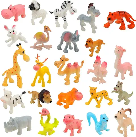 OOTSR 24Pcs Mini Plástico Animales de Granja y Animales Salvajes de la Selva Juguetes Figuras para Niños Aprendizaje Playset Educativo Favores de Fiesta Bolsas de Llenado Regalos para Niños y Niñas  