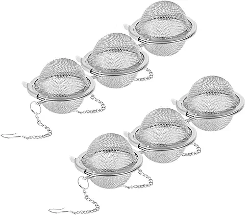 Opopark 6 Piezas Bolas Infusoras para el Té, Filtros de Té de Acero Inoxidable, Colador de Hierbas con Gancho de Cadena Extendido para té de Hojas Sueltas y Especias y Condimentos  