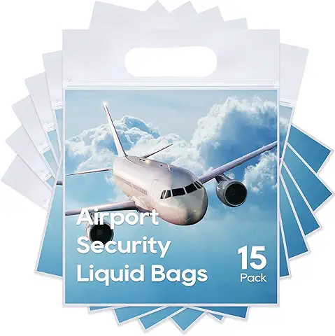 OrgaWise Neceser Viaje Avion 20 * 20cm 15pcs Bolsa Liquidos Avion Neceser Transparente Viaje Avion Plástico y Resellable Aprobado por World  