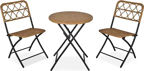 Outsunny Conjunto de Mesa y 2 Sillas Plegables de Ratán para Jardín Terraza Exterior Estructura de Acero Φ60x71 cm y 46x56x83 cm Madera Natural Outsunny Conjunto de Mesa y 2 Sillas Plegables de Ratán para Jardín Terraza Exterior Estructura de Acero Φ60x71 cm y 46x56x83 cm Madera Natural