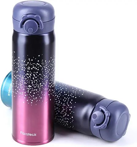 Parateck Travel Mug - Termo de Café (500 ml, Acero Inoxidable, para té o Café para Llevar, para Capuchino, Bebidas Calientes, Frías, Color rojo  