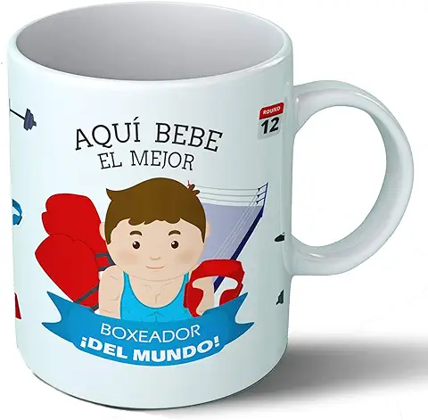 Planetacase Taza Desayuno Aquí Bebe el Mejor Boxeador del Mundo Regalo Original Boxeo Deportes Ceramica 330 mL Planetacase Taza Desayuno Aquí Bebe el Mejor Boxeador del Mundo Regalo Original Boxeo Deportes Ceramica 330 mL
