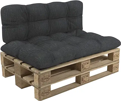 POKAR 2 Cojines para Europalés/Europalet Aconchadas: 1x Cojín-Asiento 120x60x12cm +1x Cojín-Respaldo 120x60x12cm, para Sofá de Paletas, Interior y Exterior, sin Palés, Anthracite POKAR 2 Cojines para Europalés/Europalet Aconchadas: 1x Cojín-Asiento 120x60x12cm +1x Cojín-Respaldo 120x60x12cm, para Sofá de Paletas, Interior y Exterior, sin Palés, Anthracite