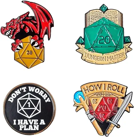 Power Beast Dungeon 4X Pin Dungeons and Dragons, Pines Dragones y Mazmorras, D&D 5e, DND, Dungeon Master, Dados de rol, Dados Poliedricos.  