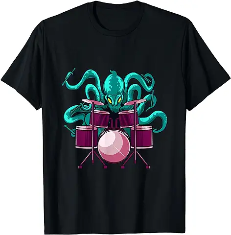 Pulpo Divertido Tocando La Batería Regalos Para Bateristas Camiseta Pulpo Divertido Tocando La Batería Regalos Para Bateristas Camiseta