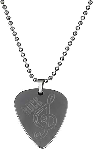PUNK - Collar con púa de Acero Inoxidable para bajo Eléctrico, Diseño Creativo, Rock and Music note  