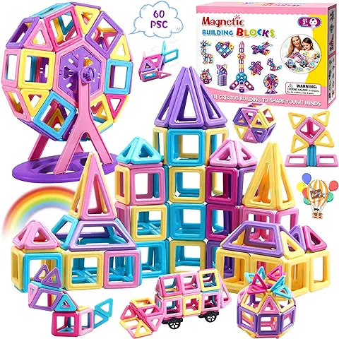 Purpledi 60 Piezas Bloques de Construcción Magnéticos, Juguetes Niños de 3 4 5 6 7 8 Años Juegos Educativos Juego de Imanes Magneticas para Niños Niñas Montessori Regalos, Cumpleaños Navidad Regalo Purpledi 60 Piezas Bloques de Construcción Magnéticos, Juguetes Niños de 3 4 5 6 7 8 Años Juegos Educativos Juego de Imanes Magneticas para Niños Niñas Montessori Regalos, Cumpleaños Navidad Regalo