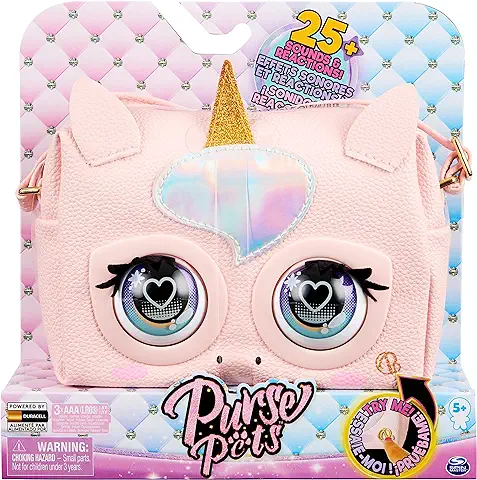 PURSE PETS - BOLSO MASCOTA INTERACTIVA - GLAMICORN UNICORN - Bolso Niña y Mascota Interactiva Unicornio Glamicorn con más de 25 Sonidos y Reacciones - 6064255 - 6062241 Juguetes Niña 5 Años +  