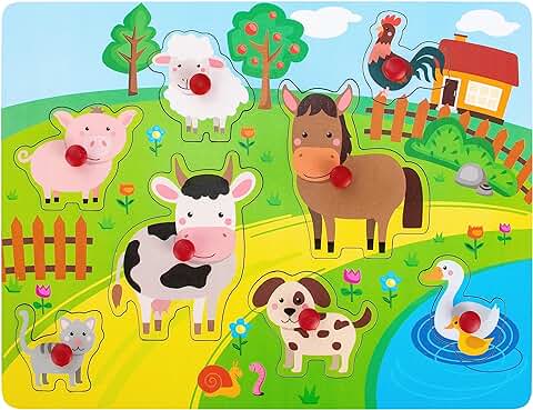 Puzzle Madera Puzles Niños 2 Años Puzzle Bebe 1 año Puzzle Encajable Madera (Animales de Granja) Puzzle Madera Puzles Niños 2 Años Puzzle Bebe 1 año Puzzle Encajable Madera (Animales de Granja)