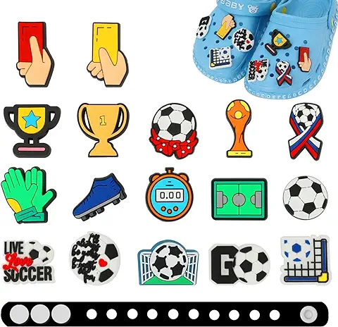 Pwsap 18-50 Unidades, Dijes de Zapatos de Pelotas Deportivas con Pulsera, Letras de Fútbol, Números de Decoración de Zapatos, Dijes de PVC para Pulsera, Regalo para Niños, Adultos, Fanáticos del  