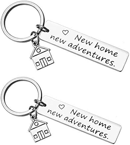 QUNNIE 2 Paquetes de Llaveros "nueva casa Aventuras", Regalo de Inauguración para Esposa Marido, Pareja, 1, New Home,New Advantures QUNNIE 2 Paquetes de Llaveros "nueva casa Aventuras", Regalo de Inauguración para Esposa Marido, Pareja, 1, New Home,New Advantures