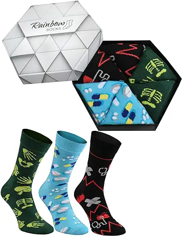 Rainbow Socks - Hombre Mujer Calcetines Médico Graciosos - 3 Pares  