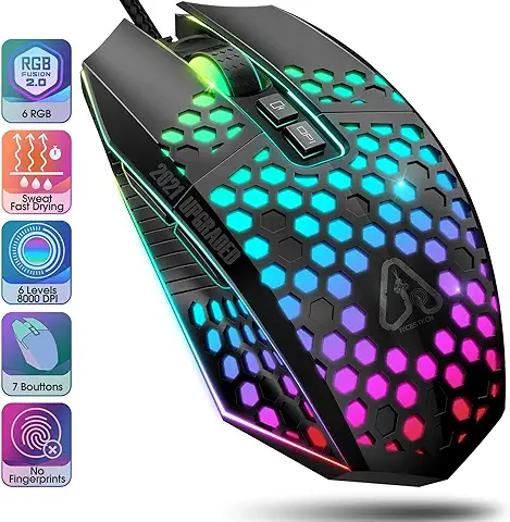 Raton Gaming Raton Ordenador RGB - 8000 dpi Ratón Gaming Mouse Gaming Gaming Mouse Raton Gamer USB 7 Botones Programables 6 Niveles Ratones Gaming Compatible con PC Windows 7/8/10/xp (Negro) Raton Gaming Raton Ordenador RGB - 8000 dpi Ratón Gaming Mouse Gaming Gaming Mouse Raton Gamer USB 7 Botones Programables 6 Niveles Ratones Gaming Compatible con PC Windows 7/8/10/xp (Negro)