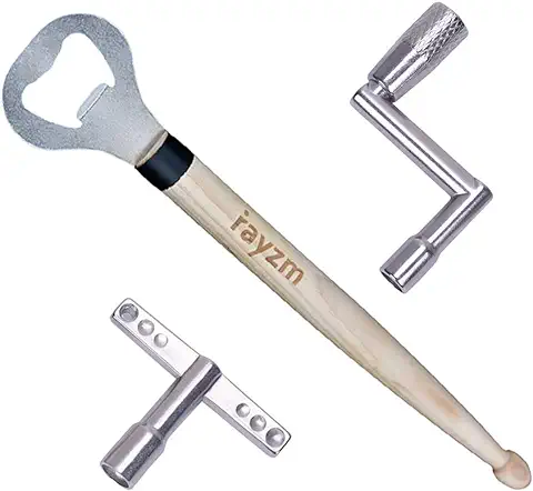 Rayzm Llave de Ajuste Estándar para Batería, Llave de Rápida de Movimiento Contínuo y Baqueta Abridor de Botellas, Regalo para Percusionista (Pack de 3) Rayzm Llave de Ajuste Estándar para Batería, Llave de Rápida de Movimiento Contínuo y Baqueta Abridor de Botellas, Regalo para Percusionista (Pack de 3)