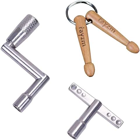 Rayzm Llave de Ajuste Estándar para Batería, Llave de Rápida de Movimiento Contínuo y Baqueta Llavero, Regalo para Percusionista (Pack de 3) Rayzm Llave de Ajuste Estándar para Batería, Llave de Rápida de Movimiento Contínuo y Baqueta Llavero, Regalo para Percusionista (Pack de 3)
