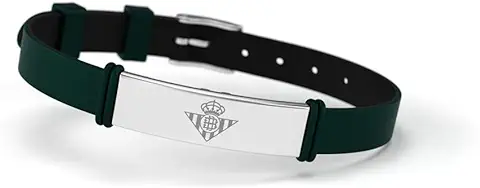 Real Betis Balompié Pulsera Fashion Escudo Ajustable para Hombre, Mujer y Niño | Pulsera de Silicona y Acero Inoxidable | Apoya Producto Oficial Verdiblanco | RBB  